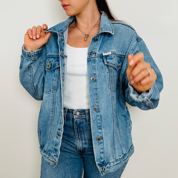 Vintage 1990s Arizona Jeans Co Denim Jean Jacket baggy loose fit - Picture 2 of 10